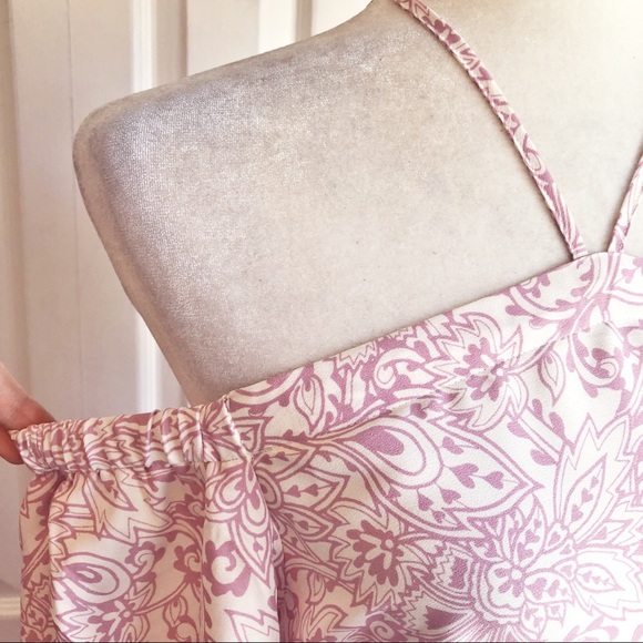 NWT Loft Light Pink Multi Boho Off Shoulder Halter Tie Dress XSP - Picture 4 of 16